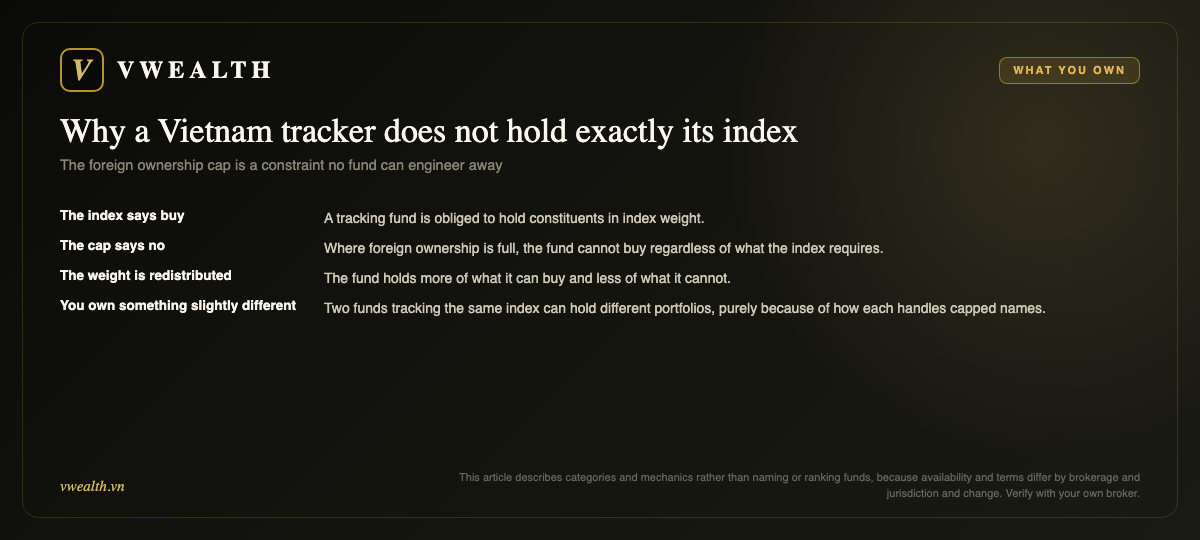 The index says buy, the cap says no, the weight is redistributed, you own something slightly different