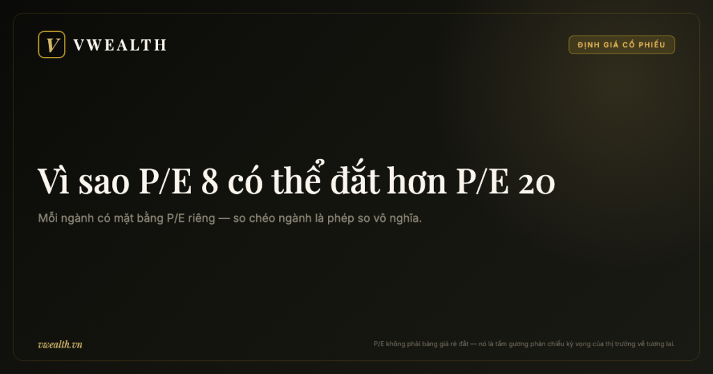 So sánh P/E giữa các ngành: vì sao P/E 8 có thể đắt hơn P/E 20