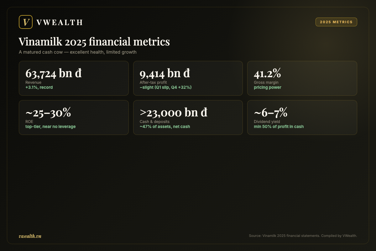 Vinamilk 2025 financial metrics: revenue, profit, margin, ROE and dividend