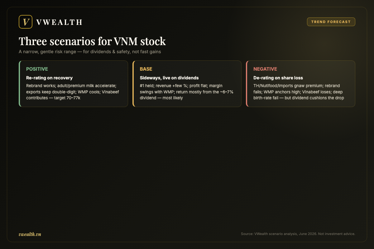 Three scenarios for VNM stock: positive, base and negative