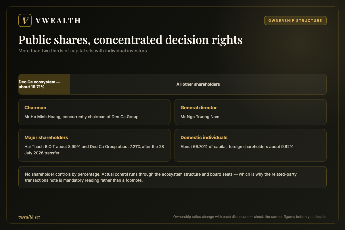 Ownership chart of HHV showing the Deo Ca ecosystem, domestic individual investors and foreign shareholders